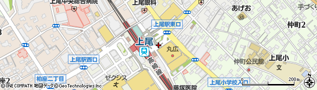 上尾駅東口周辺の地図