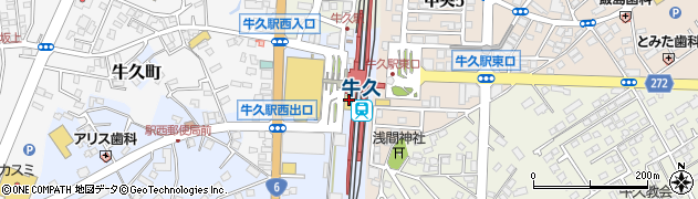ニッポンレンタカー牛久駅営業所周辺の地図