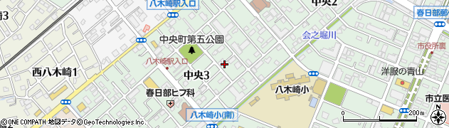 埼玉県春日部市中央3丁目周辺の地図
