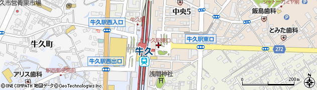 牛久駅東口周辺の地図