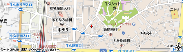 茨城県牛久市中央3丁目30周辺の地図