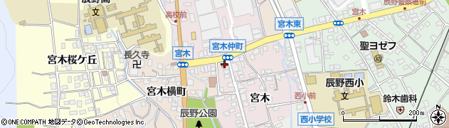 辰野宮木郵便局周辺の地図