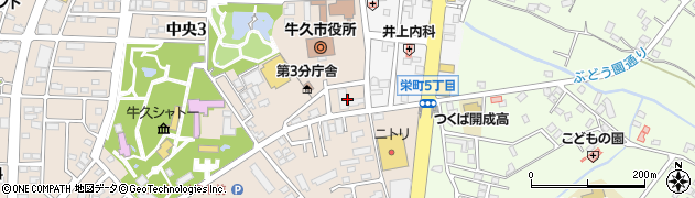 茨城県牛久市中央3丁目16周辺の地図