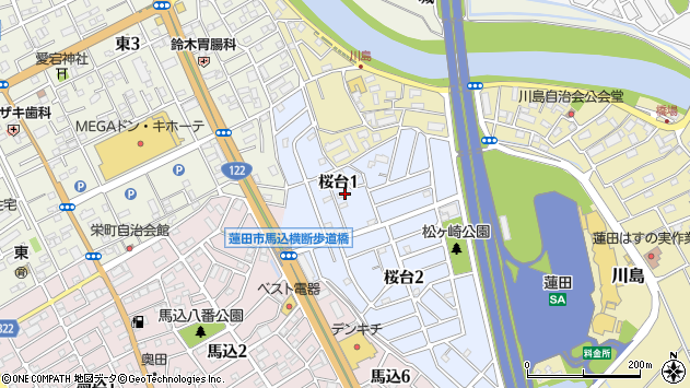 〒349-0113 埼玉県蓮田市桜台の地図