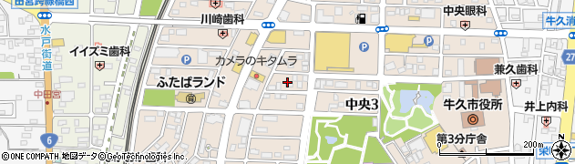 茨城県牛久市中央3丁目10周辺の地図