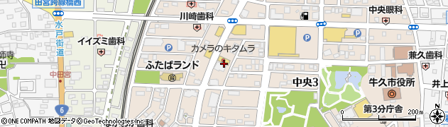 茨城県牛久市中央3丁目8周辺の地図