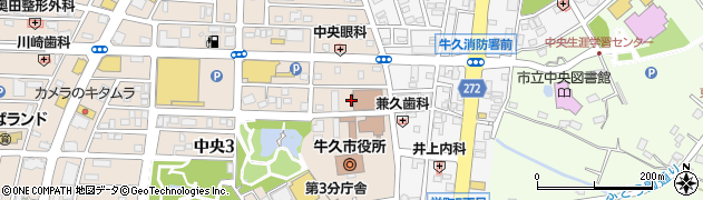 茨城県牛久市中央3丁目5周辺の地図