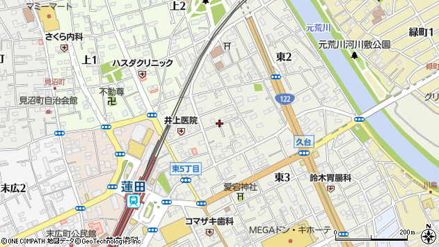 〒349-0111 埼玉県蓮田市東の地図