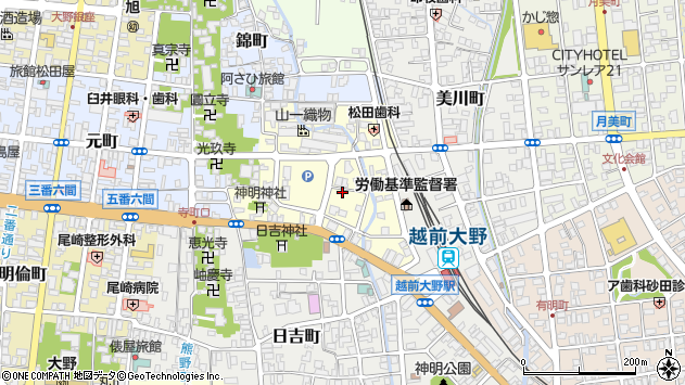 〒912-0082 福井県大野市大和町の地図