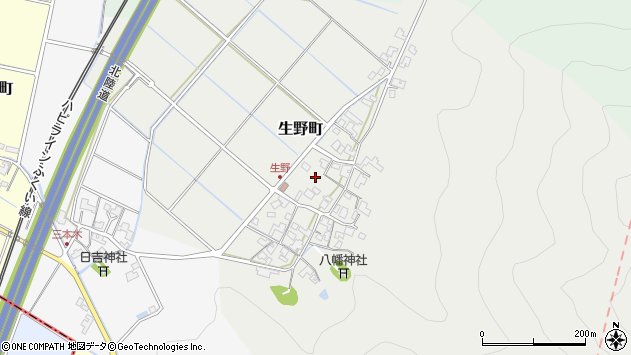 〒918-8163 福井県福井市生野町の地図