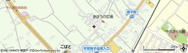 茨城県牛久市猪子町周辺の地図
