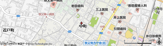 埼玉県秩父市中町周辺の地図