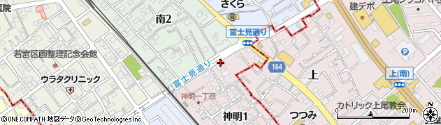 桶川神明郵便局周辺の地図