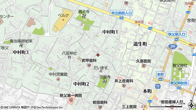 〒368-0051 埼玉県秩父市中村町の地図