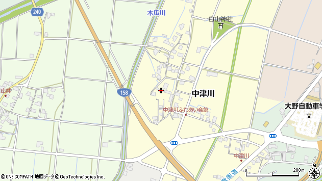〒912-0004 福井県大野市中津川の地図