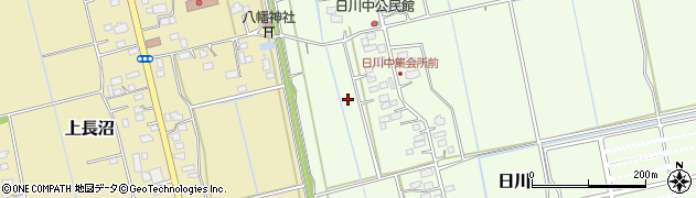 茨城県つくばみらい市日川周辺の地図