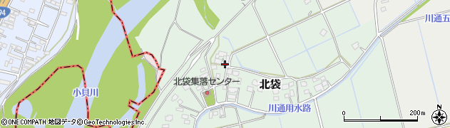 茨城県つくばみらい市北袋周辺の地図