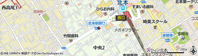 埼玉県北本市中央周辺の地図