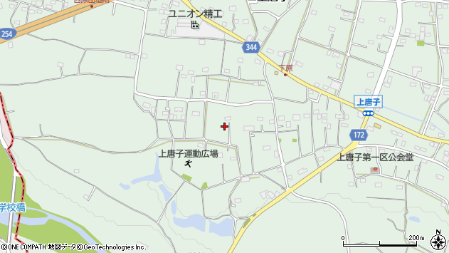 〒355-0077 埼玉県東松山市上唐子の地図