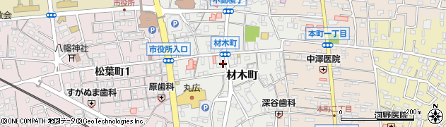 埼玉県東松山市材木町周辺の地図