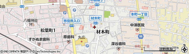 埼玉県東松山市材木町周辺の地図