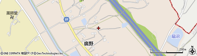 埼玉県比企郡嵐山町廣野周辺の地図