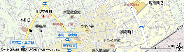 長野県岡谷市中央町3丁目周辺の地図
