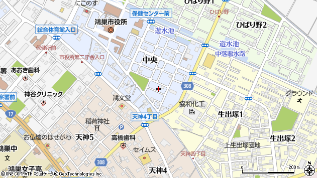 〒365-0032 埼玉県鴻巣市中央の地図