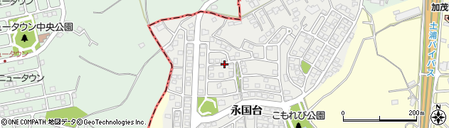茨城県土浦市永国台周辺の地図