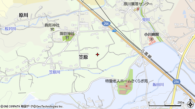 〒355-0334 埼玉県比企郡小川町笠原の地図