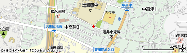 茨城県土浦市中高津3丁目周辺の地図