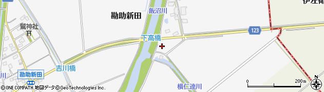 茨城県坂東市勘助新田周辺の地図