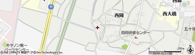 茨城県つくば市西岡周辺の地図