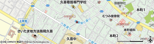 久喜中学校入口周辺の地図
