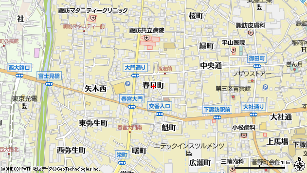 〒393-0068 長野県諏訪郡下諏訪町春日町の地図