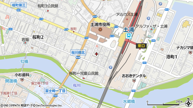 〒300-0037 茨城県土浦市桜町の地図