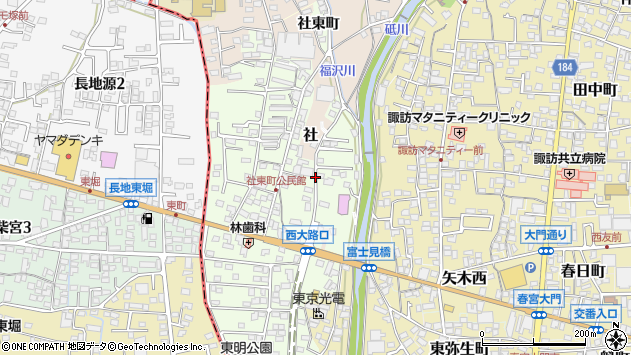 〒393-0081 長野県諏訪郡下諏訪町社東町の地図