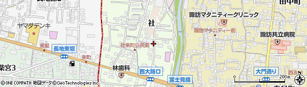 長野県下諏訪町（諏訪郡）社東町周辺の地図