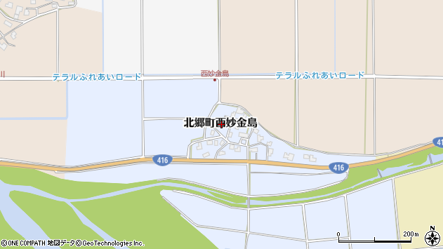 〒911-0052 福井県勝山市北郷町西妙金島の地図