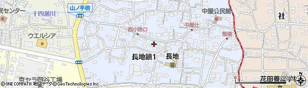 長野県岡谷市長地（中屋）周辺の地図