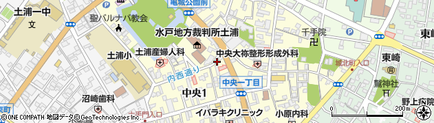 茨城県土浦市中央周辺の地図