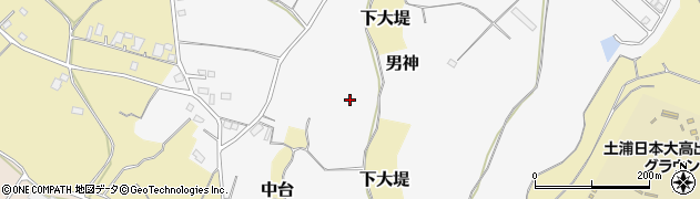 茨城県かすみがうら市男神周辺の地図