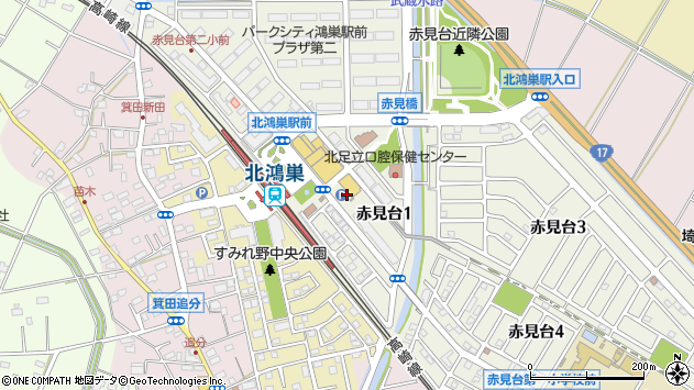 〒365-0064 埼玉県鴻巣市赤見台の地図