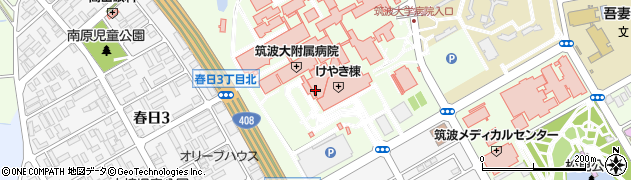 筑波大学病院周辺の地図