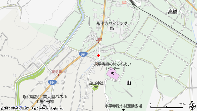 〒910-1221 福井県吉田郡永平寺町山の地図