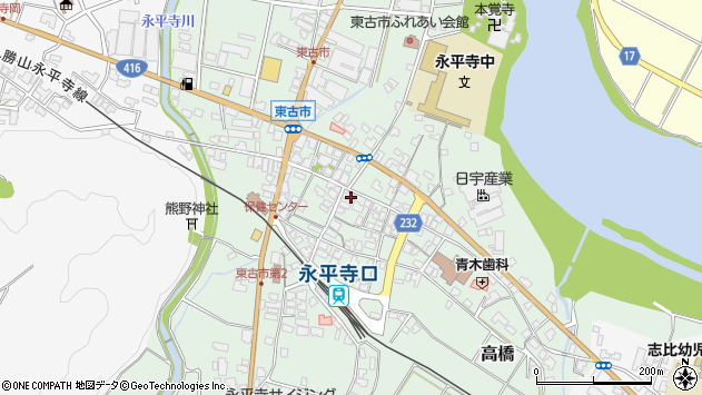 〒910-1212 福井県吉田郡永平寺町東古市の地図