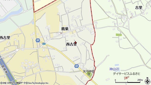 〒369-1212 埼玉県大里郡寄居町西古里の地図