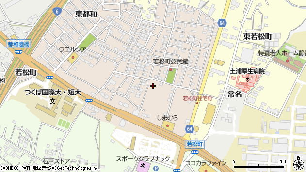 〒300-0063 茨城県土浦市若松町の地図