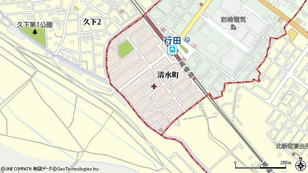 〒361-0047 埼玉県行田市清水町の地図
