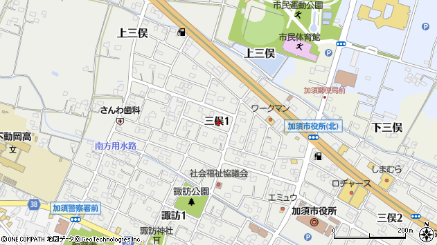 〒347-0009 埼玉県加須市三俣の地図